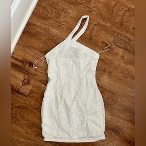 White sequin mini dress